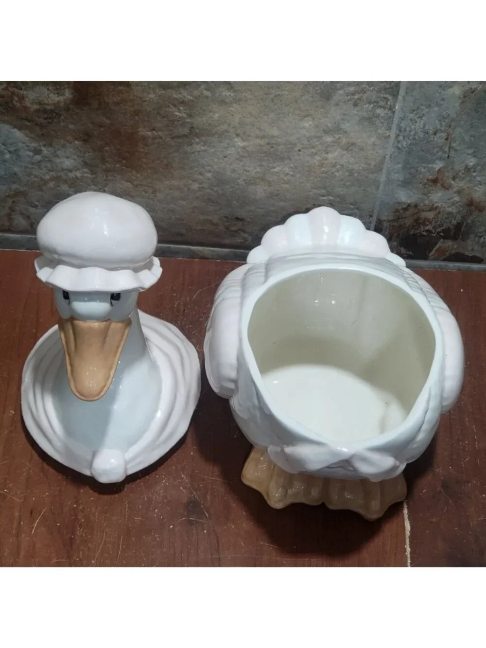 Vintage Large Mother Duck Goose Ceramic Cookie Jar